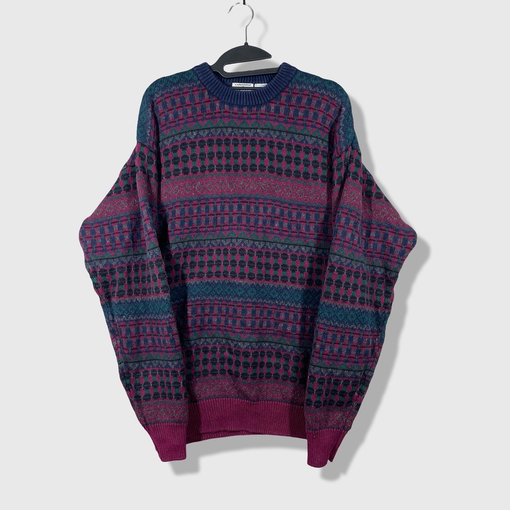 Cambridge Classics Sweater Mens Large Multicolor Geometric Grandpacore Vintage